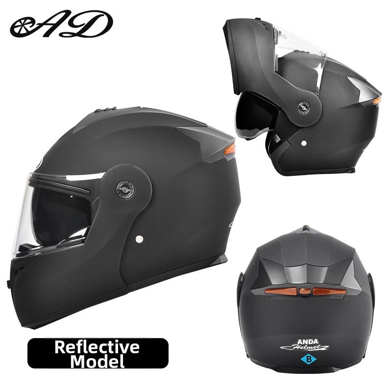 Men's Women's Full Face Motorcycle Helmet Electric Bike Flip Up Safety Helmet With Double Mirrors And Taillights_desvips.com