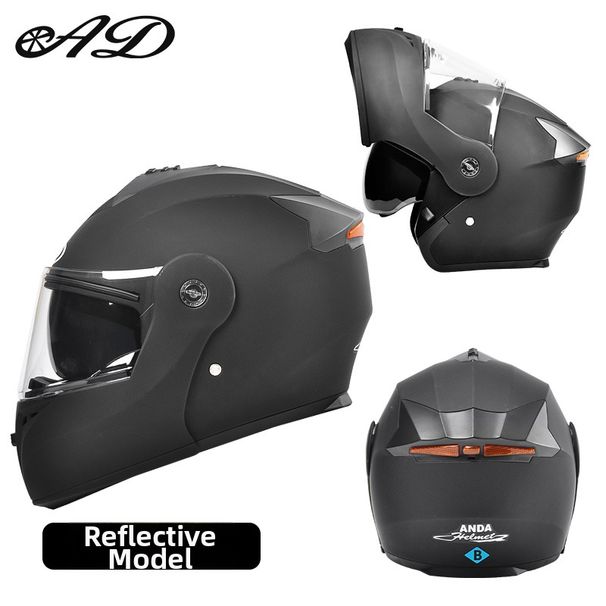Men's Women's Full Face Motorcycle Helmet Electric Bike Flip Up Safety Helmet With Double Mirrors And Taillights_desvips.com