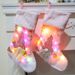 001 Decoration Supplies Pink Lighted Rudolph Christmas Socks Children's Holiday Gift Bag Glowing Design_desvips.com