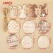 20 Easter Bunny Table Ornaments, Round Egg Rabbit Shape, Farmhouse Vintage Rope Decorative Wooden Pieces_desvips.com