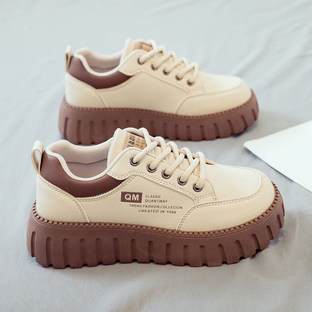 RenMou 2025 Spring White Women's New Thick Height Increasing Board Soft Soled Mother's Shoes XQ229 Exclusive Supply_desvips.com