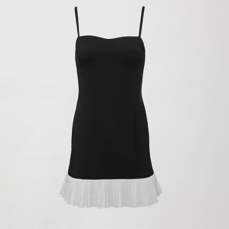 001 Cross-Border Hot Girl Strapless Sexy Backless Color-Block Pleated Hem Dress Outdoor Casual Fitness Wear For Women_desvips.com