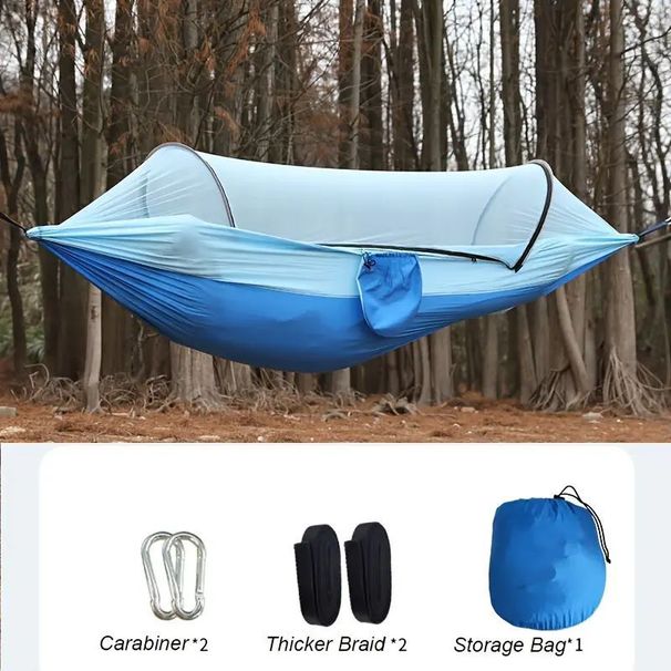 Automatic Outdoor Anti Rollover Double Camping Artifact With Mosquito Net, Home Swing, Hammock, Nylon_desvips.com