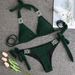 Sexy Shiny Special Fabric Swimwear Crystal Diamond Bikini Gold Lace Up Women's Swimwear_desvips.com