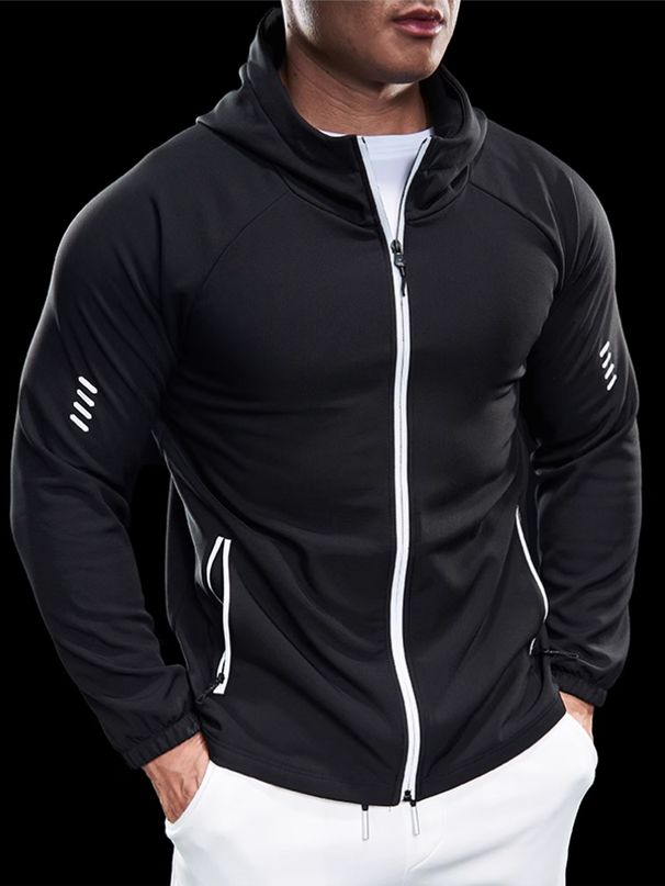 Men's Hooded Jacket, Waterproof, Reflective Zipper, Athleisure, Outdoor, Camping, Multi-season, Can Be Sent To Your_desvips.com