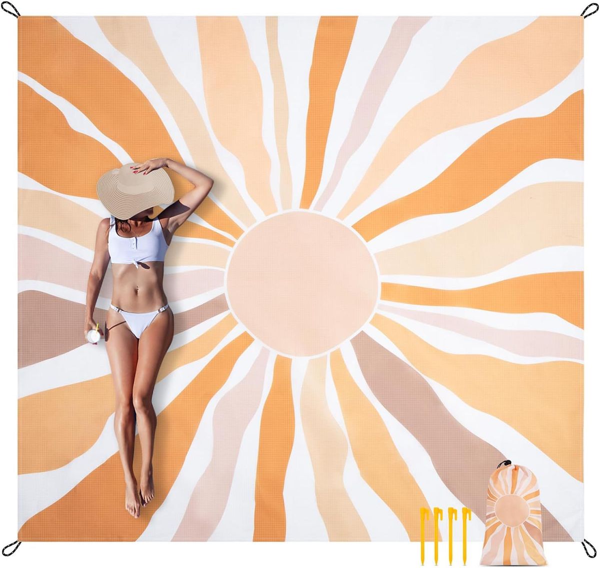 Waterproof Beach Blanket Bohemian Modern Country Art Retro Throw Blanket Picnic Mat_desvips.com