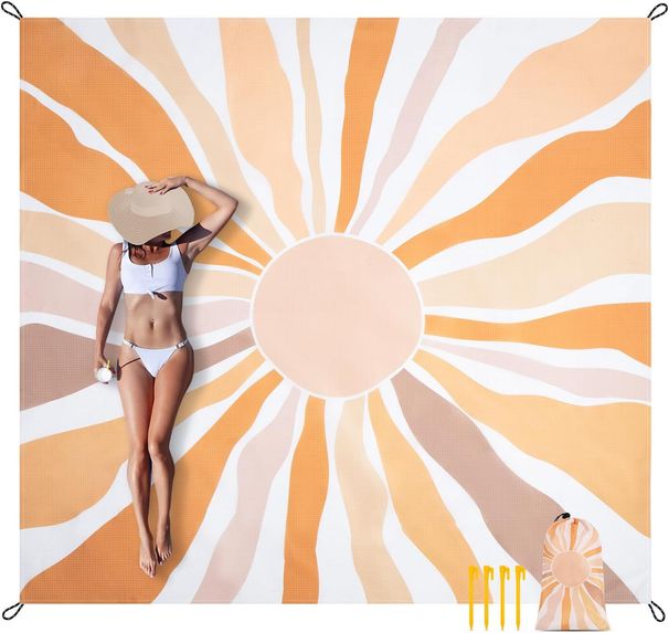 Waterproof Beach Blanket Bohemian Modern Country Art Retro Throw Blanket Picnic Mat_desvips.com