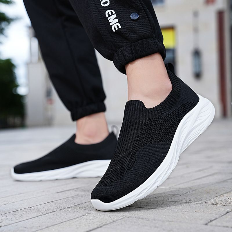 Men's sneakers fly woven breathable mesh top slip-on_desvips.com