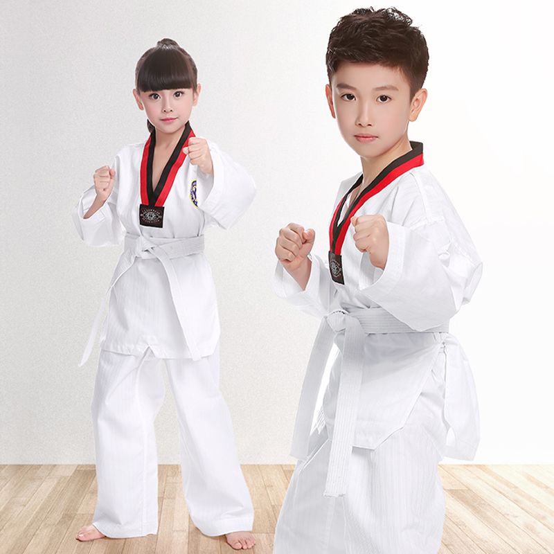 2022 TKD Costumes Clothing White Taekwondo Us WTF Karate Judo Dobok Clothes Children Adult Unisex Long Sleeve Gi_desvips.com