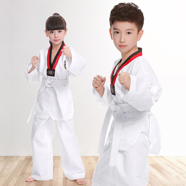 2022 TKD Costumes Clothing White Taekwondo Us WTF Karate Judo Dobok Clothes Children Adult Unisex Long Sleeve Gi_desvips.com