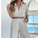 women's clothing 2024 new solid color fashionable casual long-sleeved shirts, belts and shorts women's suits_desvips.com