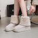 New Thick-soled Round Head Flip Hairy Short Snow Boots Women's Muffin Bottom Warm Thickened Cotton Shoes_desvips.com