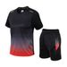 Men's Round Neck Short Sleeve Shorts Two Piece Set Summer Gradient Color T-Shirt Casual Sports Suit Running Clothes_desvips.com