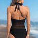 2025 New European And American Foreign Trade Cross-Border Starfish Mesh Patchwork Halter Sexy One-Piece Bikini Swimsuit_desvips.com