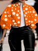 Women's Clothing Fashion Temperament Polka Dot Printed Short Top Jacket_desvips.com