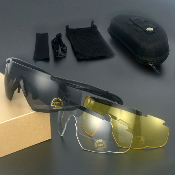 Military Tactical Goggles CS Airsoft Windproof Shooting HD 3 Lens Motocross Motorcycle Mountaineering Safe Glasses_desvips.com
