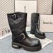 Big Head Paris Retro High Tube Knight 2025 New Belt Buckle Venom Thick Sole Motorcycle Genuine Leather Boots_desvips.com