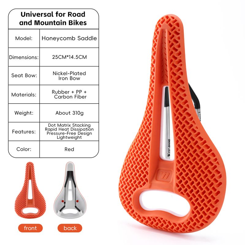 3D Honeycomb Bike Saddle Breathable Hollow Pressure Relief Lightweight Seat For Road Mountain Bikes Long Distance_desvips.com