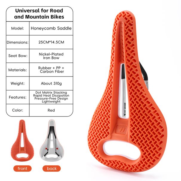 3D Honeycomb Bike Saddle Breathable Hollow Pressure Relief Lightweight Seat For Road Mountain Bikes Long Distance_desvips.com