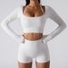 Spring/Summer Women's Halter Neck Long Sleeve Yoga Wear Tight Ribbed Slimming Sports Bra Fitness Top_desvips.com