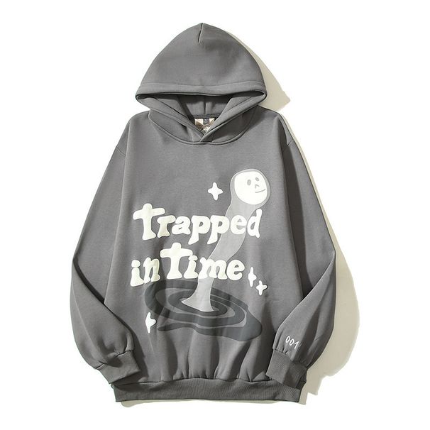 Women's Clothing high street hip hop Travis retro distressed trapped in time foam printed hoodie sweatshirt_desvips.com