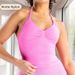 High Elastic Matte Nylon Sports Vest Halter Neck Slim Fit Long With Padded Chest Seamless Fitness Yoga Vest_desvips.com