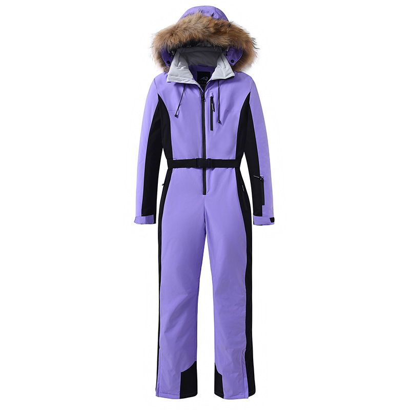 001 Women's Slim Fit Winter Outdoor Windproof Waterproof Warm Jacket Double Board Ski Suit One-Piece_desvips.com