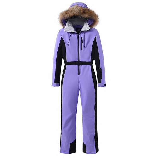 001 Women's Slim Fit Winter Outdoor Windproof Waterproof Warm Jacket Double Board Ski Suit One-Piece_desvips.com