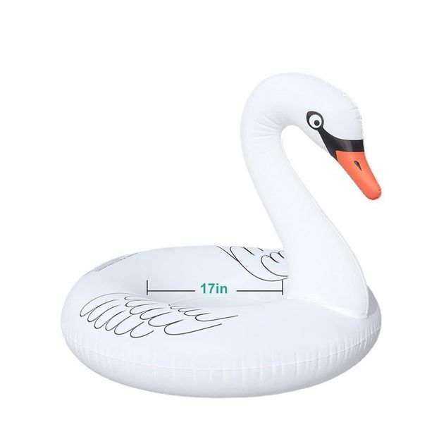 Inflatable LED Luminous White Swan Flamingo Swimming Ring Water Pool Party Luminous Mount Recliner_desvips.com