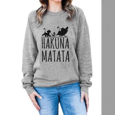 Hakuna Matata Printed Cross-border Autumn European And American Tops, Women's Round-neck Sweatshirt, Fashionable For_desvips.com