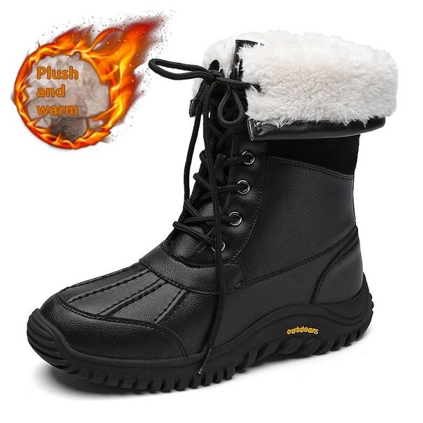Women's Outdoor Winter Boots With Fur Lining - Lace Up Ankle Snow Shoes For Women Plus Size Available_desvips.com