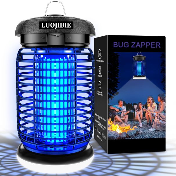 LUOJIBIE Outdoor Electric Bug Zapper With UV/LED Light And 4200V High Voltage, Waterproof Flying Insect Killer For Backyard Patio, Indoor Mosquito Zap_desvips.com