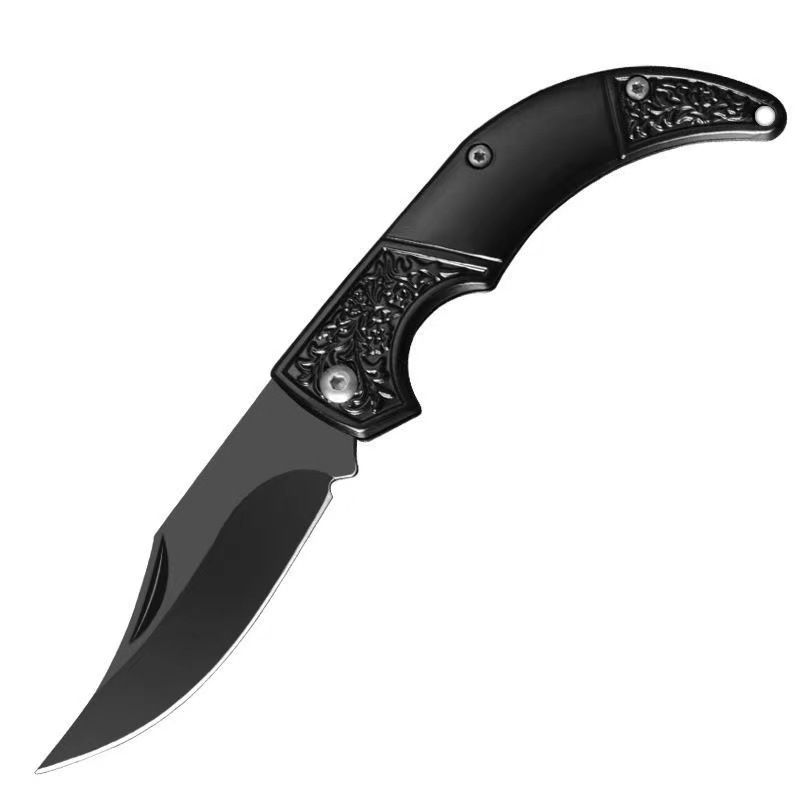 Stainless Steel Mini All-steel Patterned Pocket Outdoor Portable Fruit Package-opening Knife, Folding Knife_desvips.com