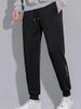 Men's Casual Delicate Elastic Running Pants, Fast Drying Ice Silk Straight Tube Breathable Fitness Pants_desvips.com