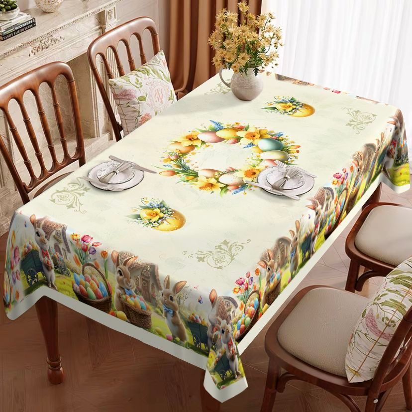 Cross-border Easter-themed Bunny And Egg Decorations, Party Tablecloth Supplies, Easter Decorations_desvips.com