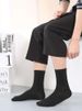 6 Pairs Solid Color Mid Length Fashion Comfortable Autumn Classic Black Business Sock High-quality Men's Short Socks_desvips.com