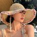 Ethnic-style Wide-brimmed For Women, Summer Seaside Beach Vacation Sun Hat, Foldable Straw Sunscreen Hat_desvips.com