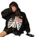 New Skull Hoodie Hip Hop Sweatshirt For Women Loose Street Style Zipper Cardigan Y2k Jacket_desvips.com