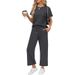 Cross-border 2-piece Set For Women, Fashionable Casual Summer Travel Vacation Outfit, Short-sleeved Wide-leg Pants Set,_desvips.com