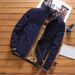 Autumn And Winter New Men's Fashion Aviator Fleece Thickened Warm Baseball Jacket Solid Color Zipper Arge Size Top_desvips.com