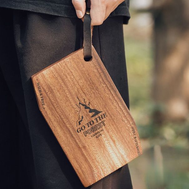 Solid Wood Outdoor Portable Camping Lunch Box Wooden Lightweight Double-Sided Bread Small Chopping Cutting Board_desvips.com