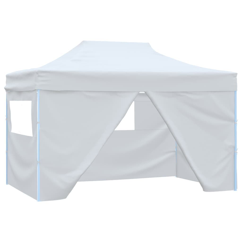 White Foldable Party Tent - Sturdy Steel Frame, Waterproof PVC-Coated Oxford Fabric, UV-Resistant, 4 Side Panels_desvips.com