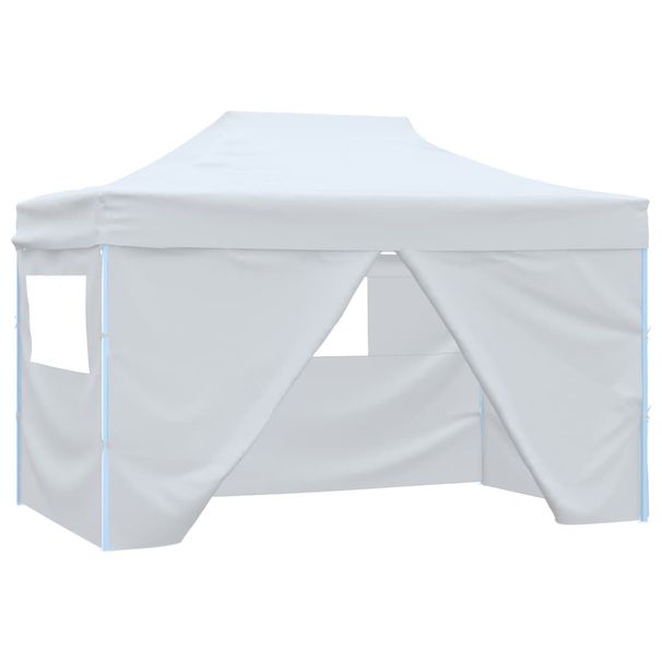 White Foldable Party Tent - Sturdy Steel Frame, Waterproof PVC-Coated Oxford Fabric, UV-Resistant, 4 Side Panels_desvips.com