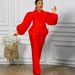 Women's Clothing solid color puff sleeve top wide leg trousers two piece suit women's fashion suit_desvips.com