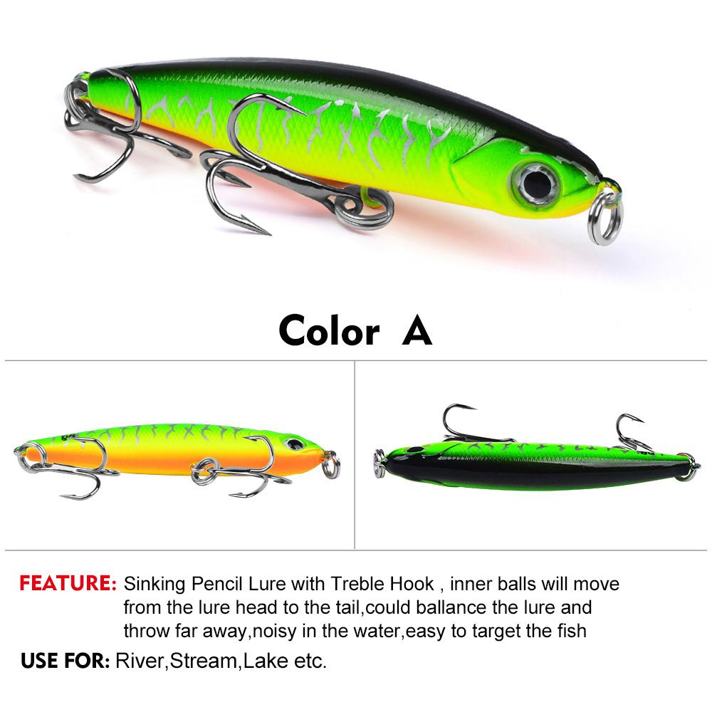 Lure Sinking Pencil 3.5g 5g 8g Plastic Bait For Bass And Perch With Blood Groove Hook_desvips.com