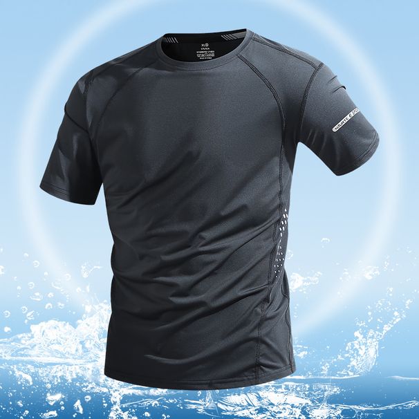 New Short-sleeve Men, Summer Loose-fitting Ice Silk T-shirt For Running And Sports, Stretchy, Large Size, Quick-dry_desvips.com