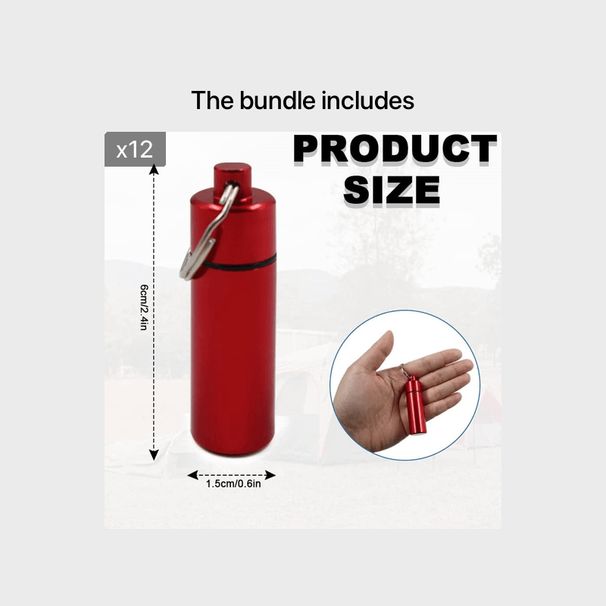 Waterproof Aluminum Pill Holder With Key Ring For Outdoor Survival_desvips.com
