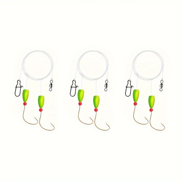 3pcs Pompano Rigs Surf Fishing Rigs With Snell Floats Saltwater Fishing Rigs Live Bait Rigs Circle Hooks Beach Surf Fishing Rig_desvips.com
