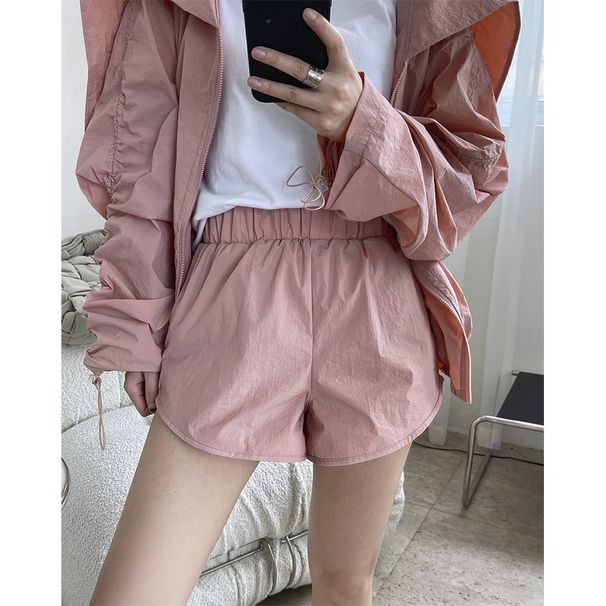 Summer New European And American Simple Style High Waist Elastic Wide Leg Sports Casual Hot Pants Loose Slimming Shorts_desvips.com