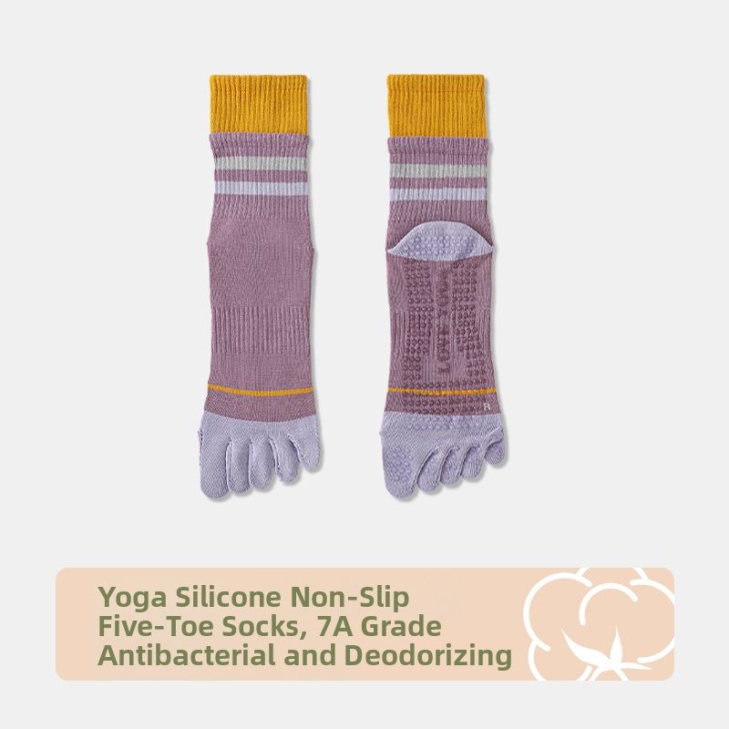 Women's Yoga Socks Mid Calf Spring Summer Five Finger Anti Slip Professional Indoor Sports Fitness Dance_desvips.com